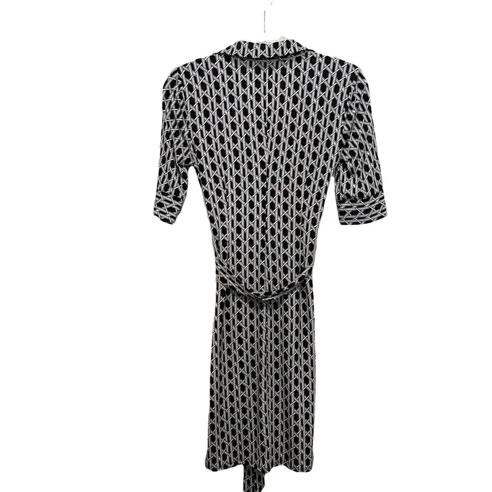 Laundry By Shelli Segal Shirt Dress Career Stretch Knit Belted Ruched Front SZ 6